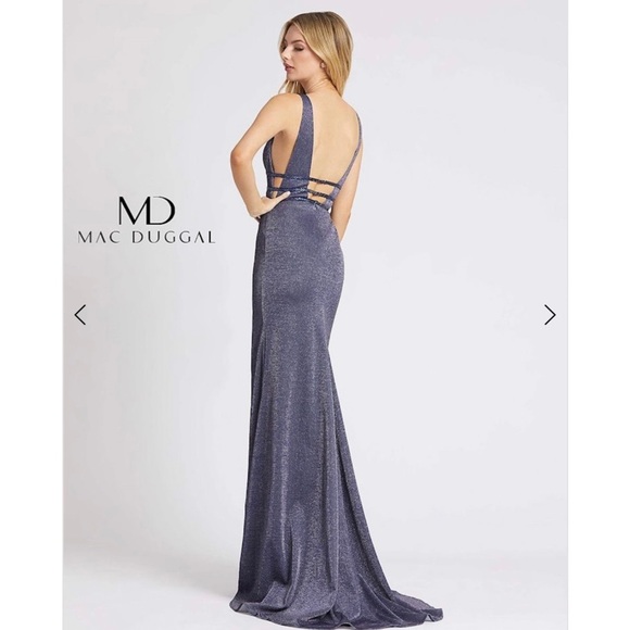 NWT Mac Duggal 50571L Plunge Maxi Dress Gown - Picture 2 of 9